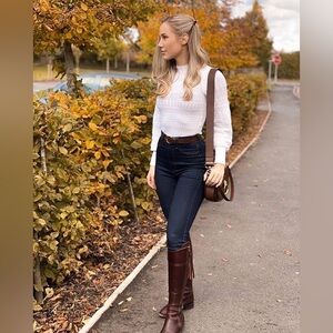 Abercrombie and fitch knit white mock neck top aso robin gallant